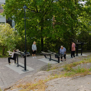 an outdoor gym in a city park